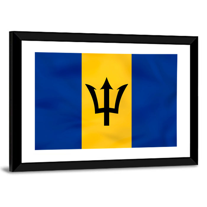 Barbados National Flag Wall Art as a framed print