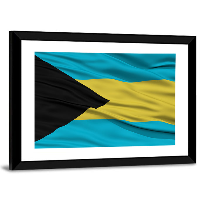 Bahamas Waving Flag Wall Art as a framed print
