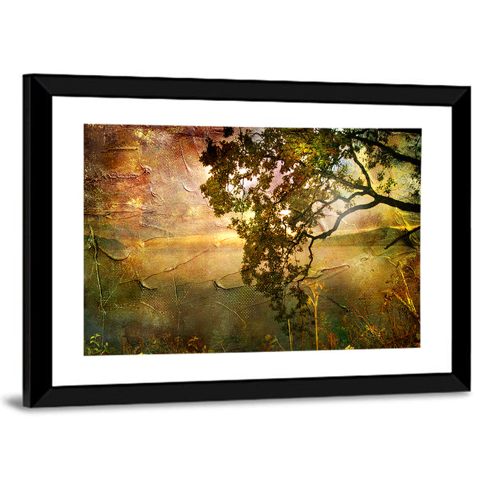 Autumn Golden Hour Landscape Wall Art as a framed print