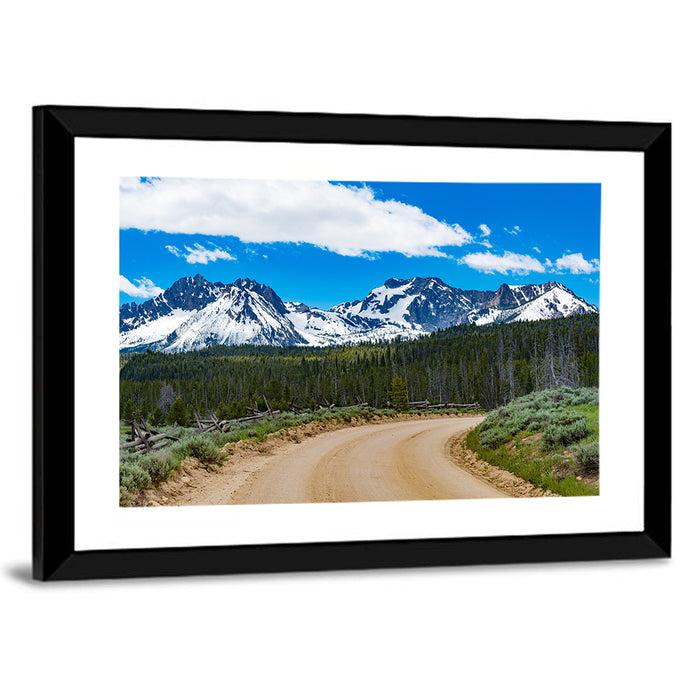 Sawtooth Byway Dirt Road, Idaho Wall Art as a framed print