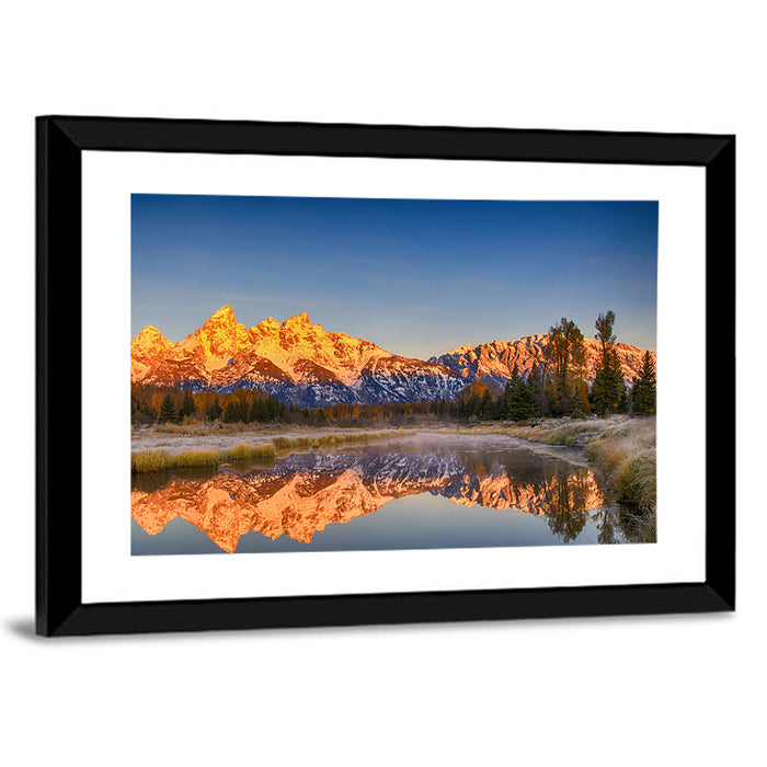 Grand Teton Sunrise Reflection Wall Art as a framed print