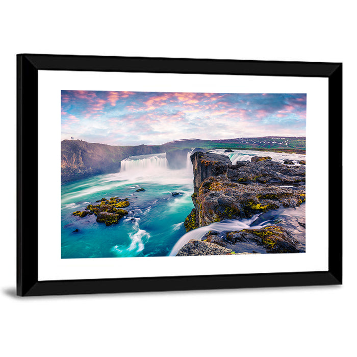 Goðafoss Waterfall at Dusk Wall Art as a framed print