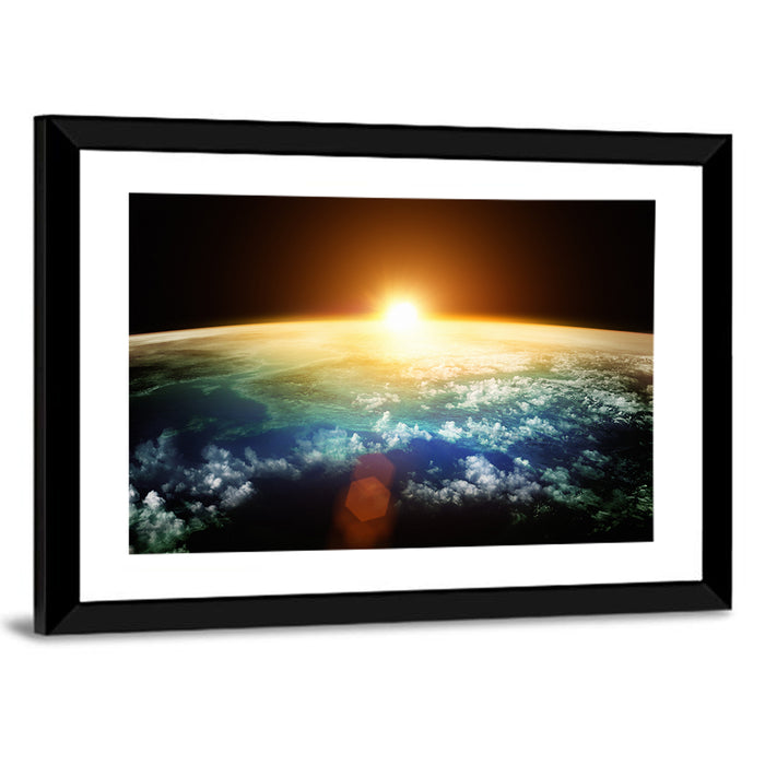 Earth at Sunrise from Orbit Wall Art as a framed print