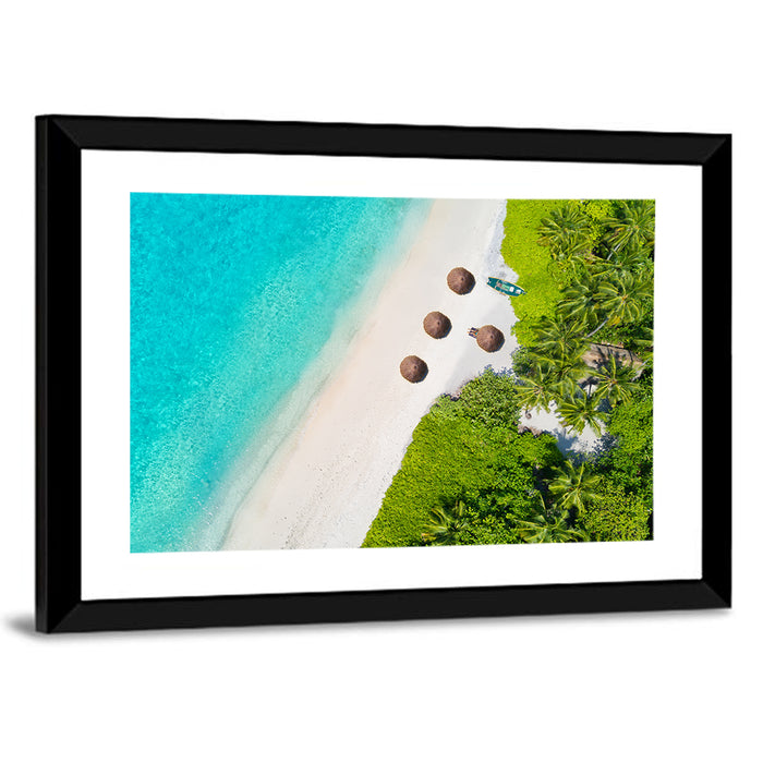 Maldives Aerial Beach View Wall Art as a framed print