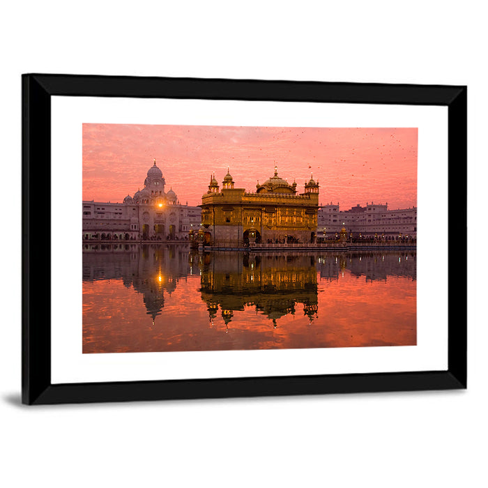 Golden Temple at Sunset, Amritsar Wall Art as a framed print