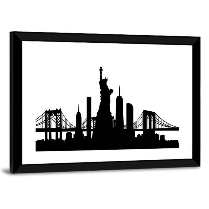 New York City Skyline Silhouette Wall Art as a framed print