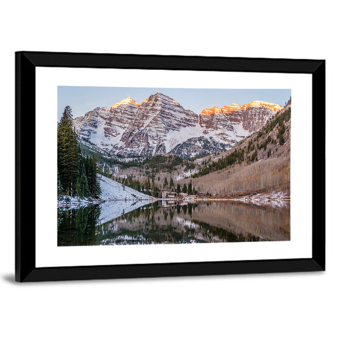 Maroon Bells Reflected on Maroon Lake Wall Art as a framed print