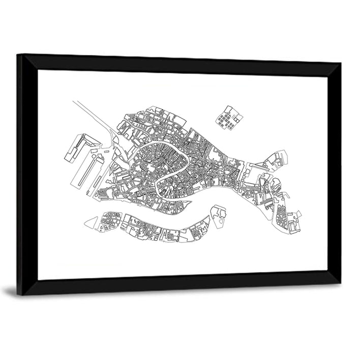 Venice Canal Map Wall Art as a framed print
