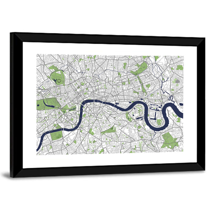 London City Map Wall Art as a framed print