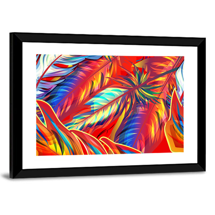 Layered Exotic Feathers Wall Art as a framed print