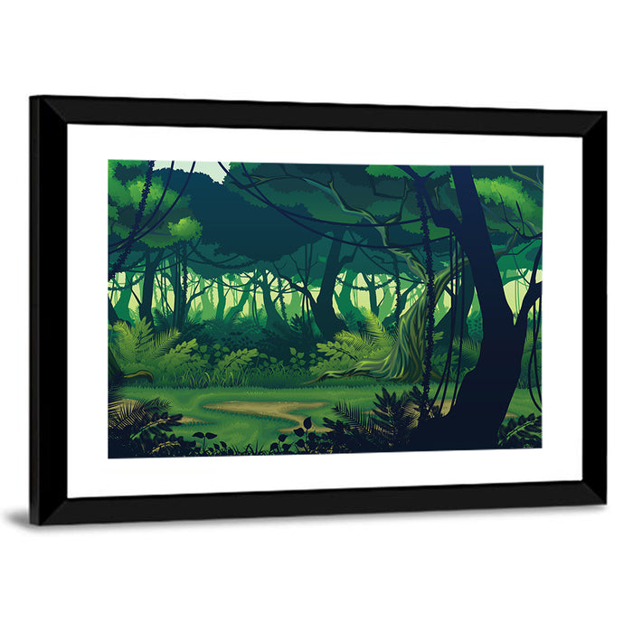 Seamless Jungle Forest Wall Art as a framed print