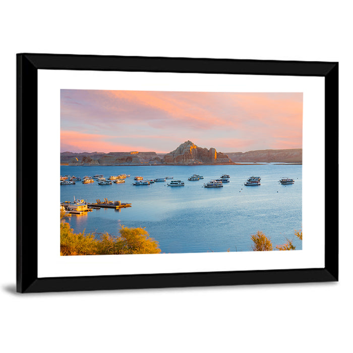 Houseboats on Lake Powell, Page Arizona Wall Art as a framed print