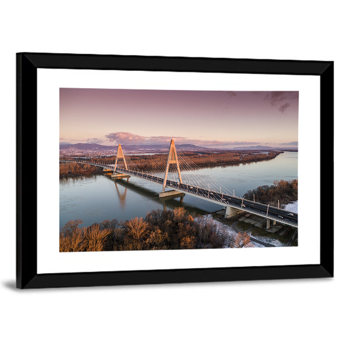 Megyeri Bridge at Dusk Wall Art as a framed print