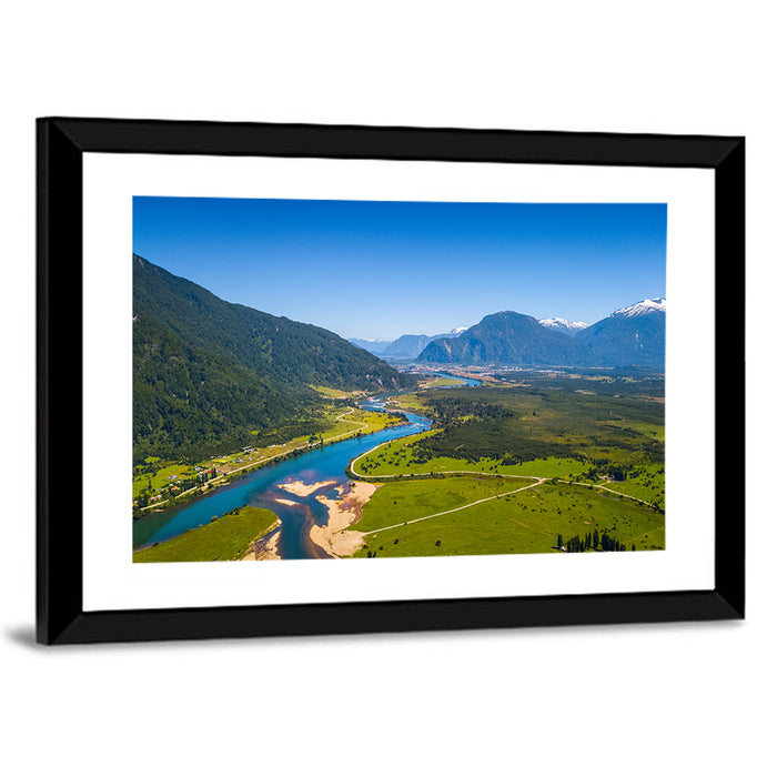 Puerto Aysen River Valley Wall Art as a framed print