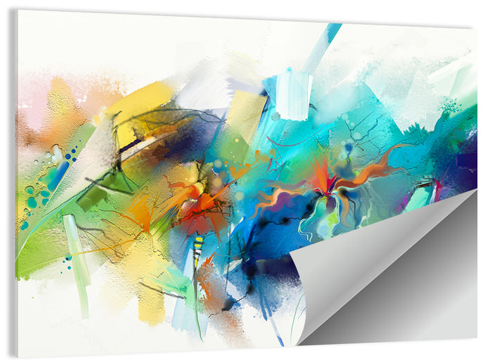 Teal Blue Color Burst Abstract Wall Art as a poster print