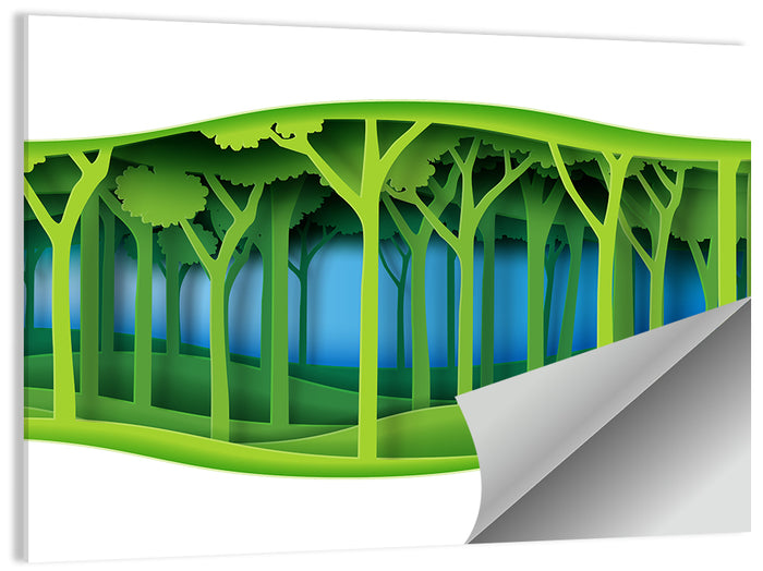 Layered Paper Forest Panorama Wall Art as a poster print