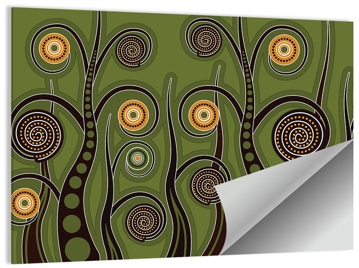 Botanical Spiral Roots Illustration Wall Art as a poster print
