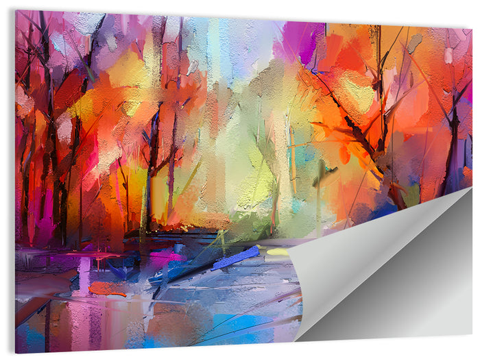 Autumn Forest Oil Painting Wall Art as a poster print