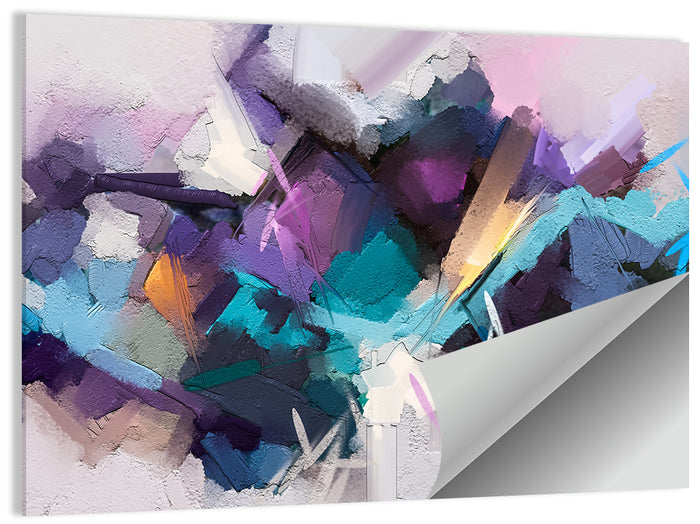 Impasto Texture Abstract in Purple and Teal Wall Art as a poster print