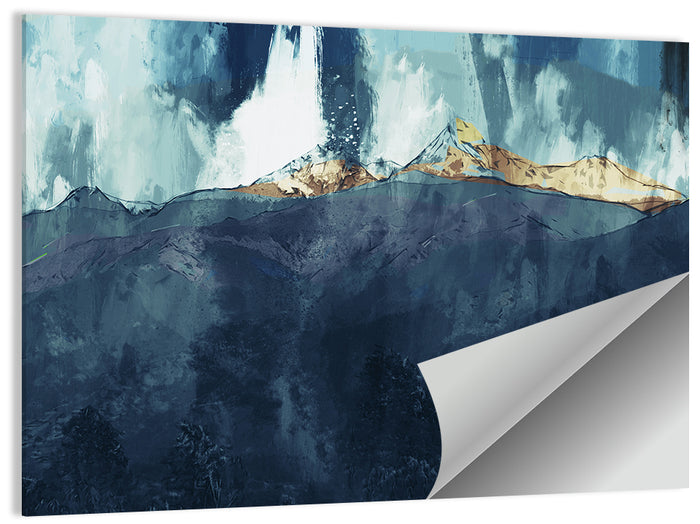 Backlit Mountain Range Wall Art as a poster print
