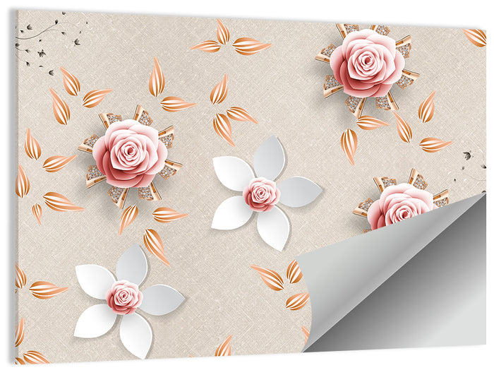 Jeweled Rose Floral Illustration Wall Art as a poster print