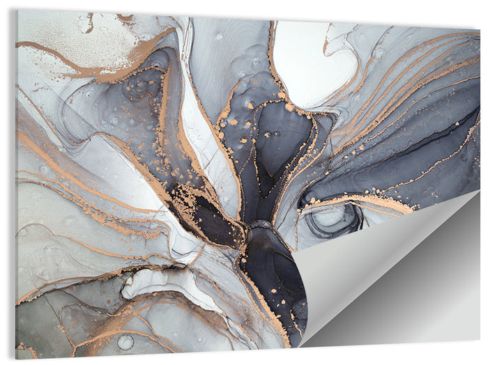 Marbled Ink with Gold Veining Wall Art as a poster print
