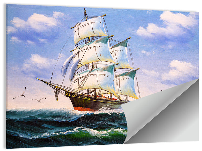 Sailing Ship with White Sails Wall Art as a poster print