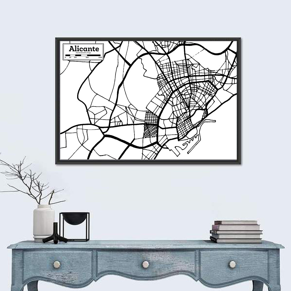 Alicante City Map Wall Art