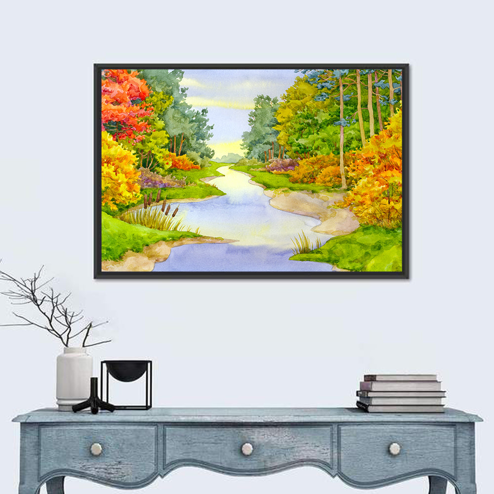 Autumn Forest Creek Flows Wall Art