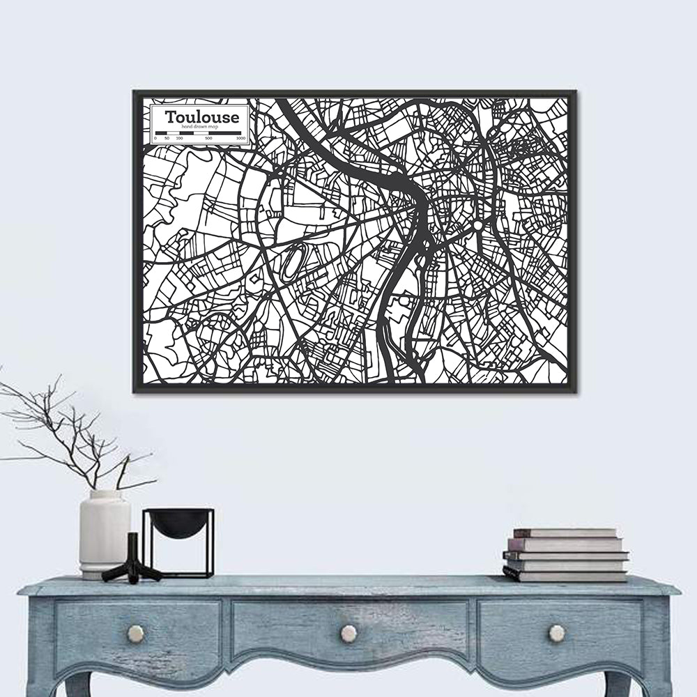 Toulouse City Map Wall Art