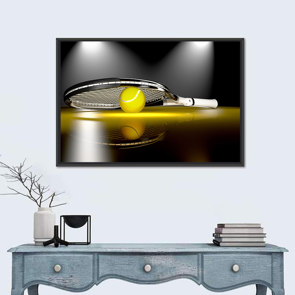 Tennis Racket With Tennis Ball Wall Art
