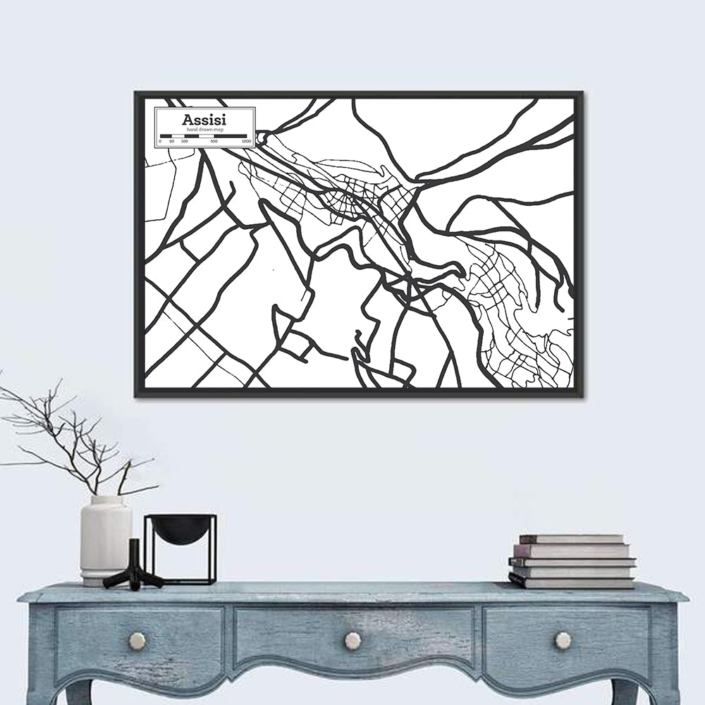 Assisi City Map Wall Art