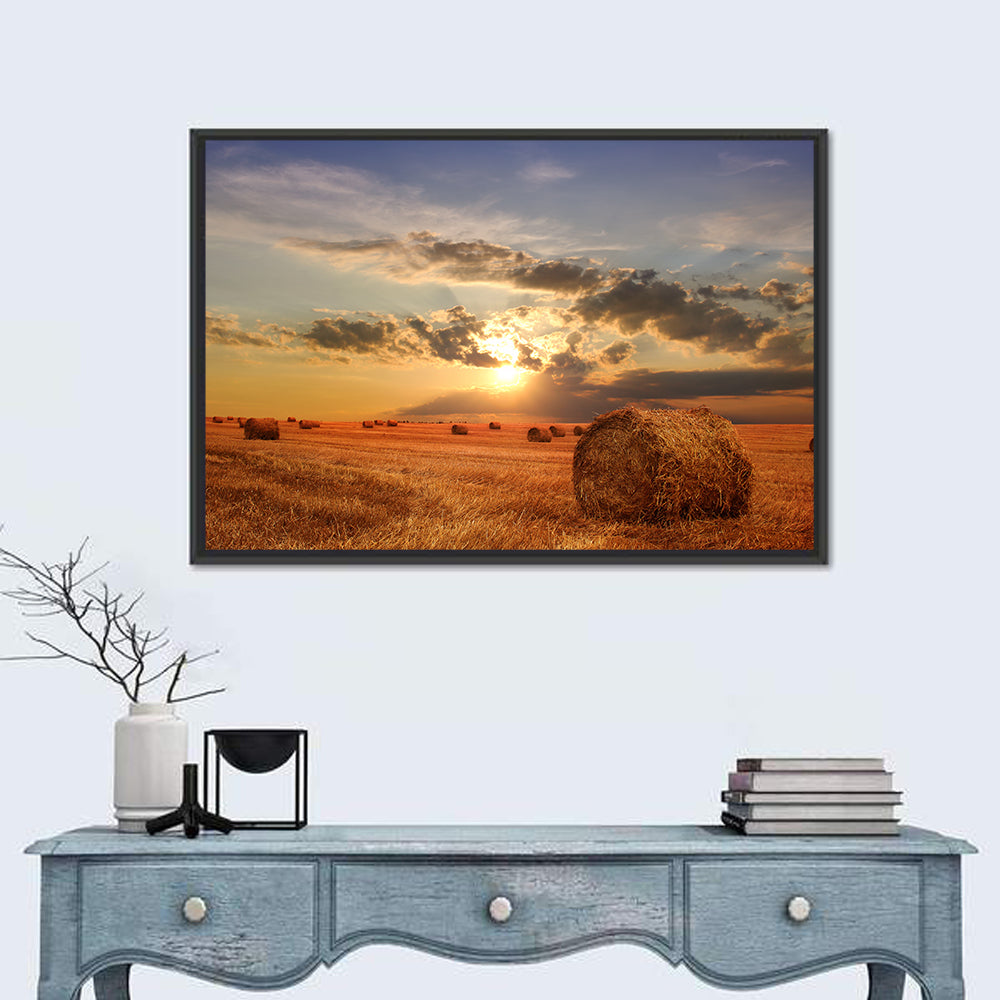 Stubble Field & Hay Bales Wall Art