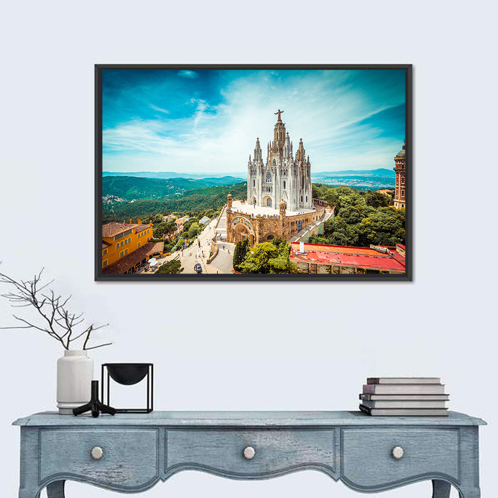 Tibidabo Church With Christ Statue Wall Art