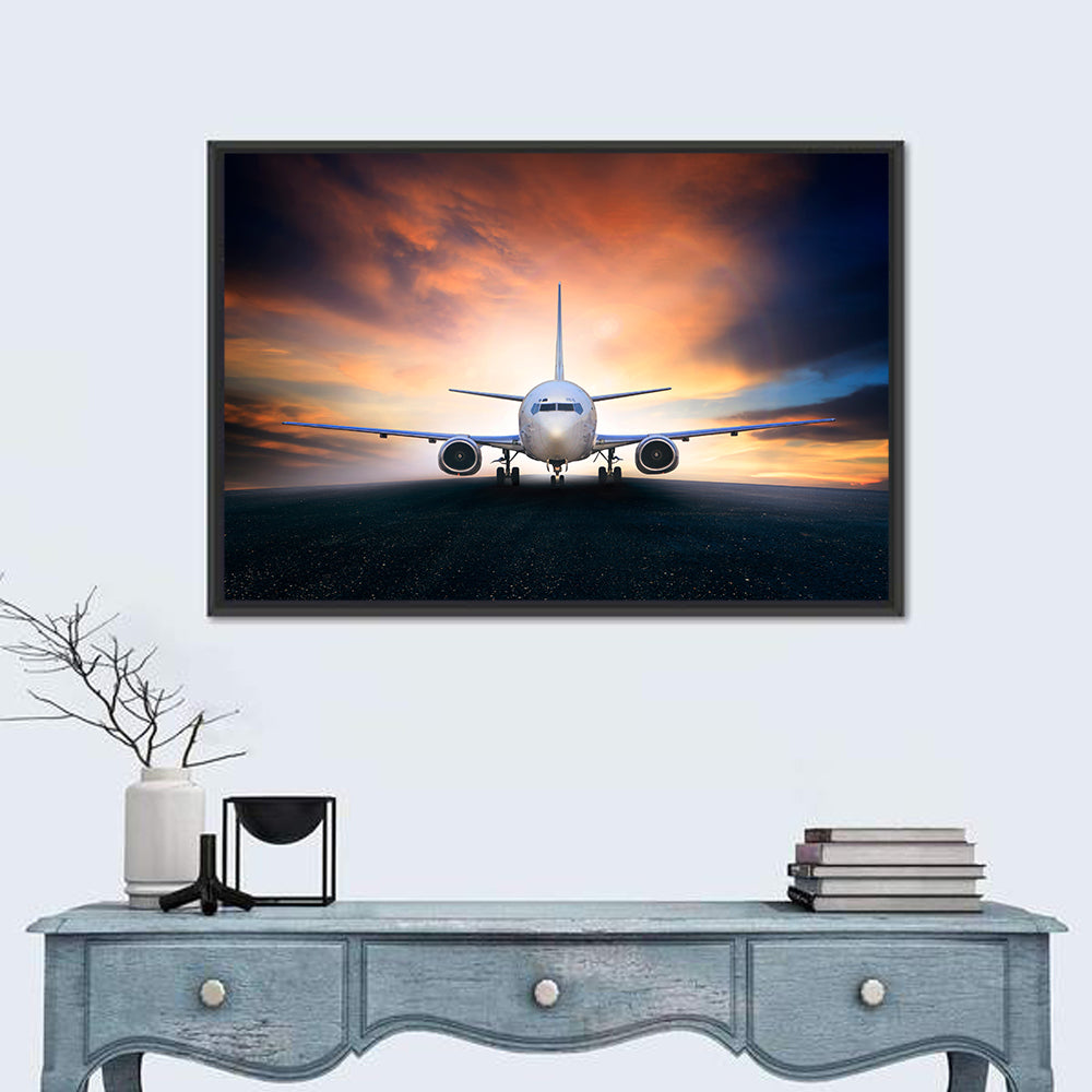 Airplane On Runway Wall Art