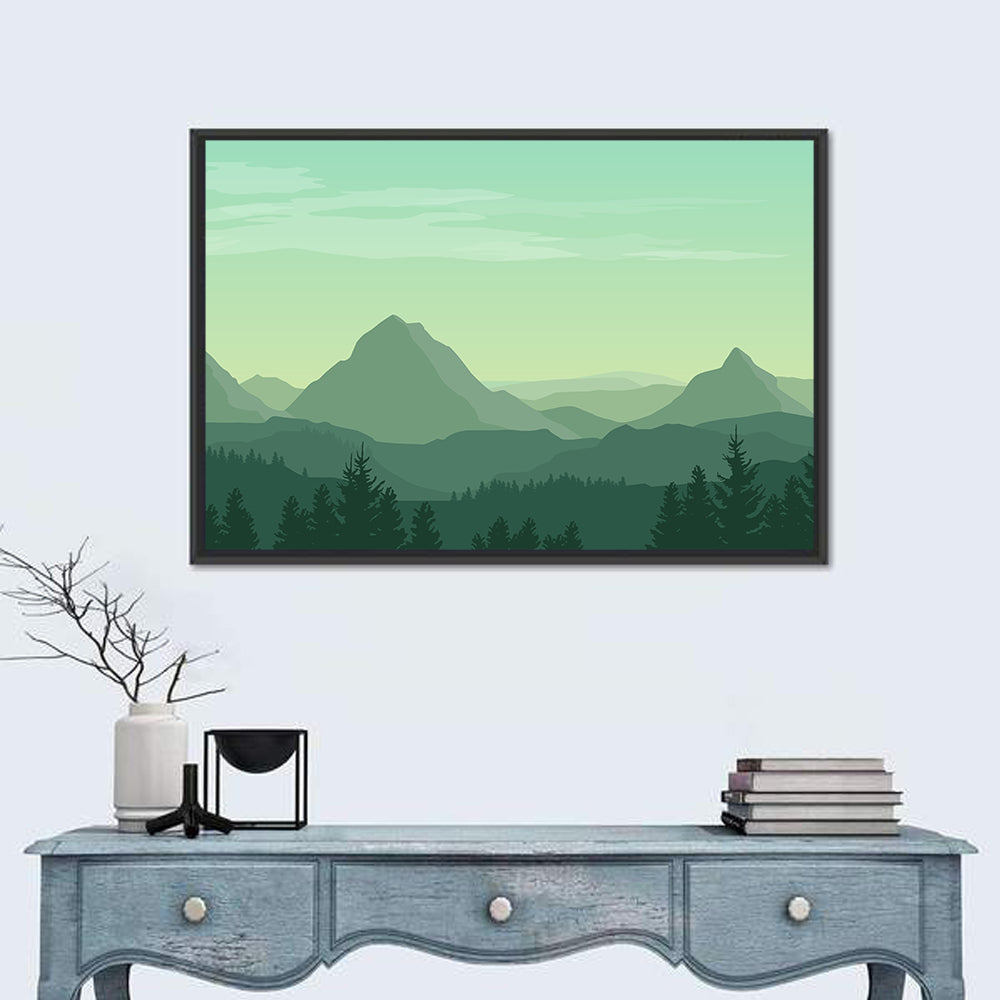 Green Mountain Silhouette Wall Art