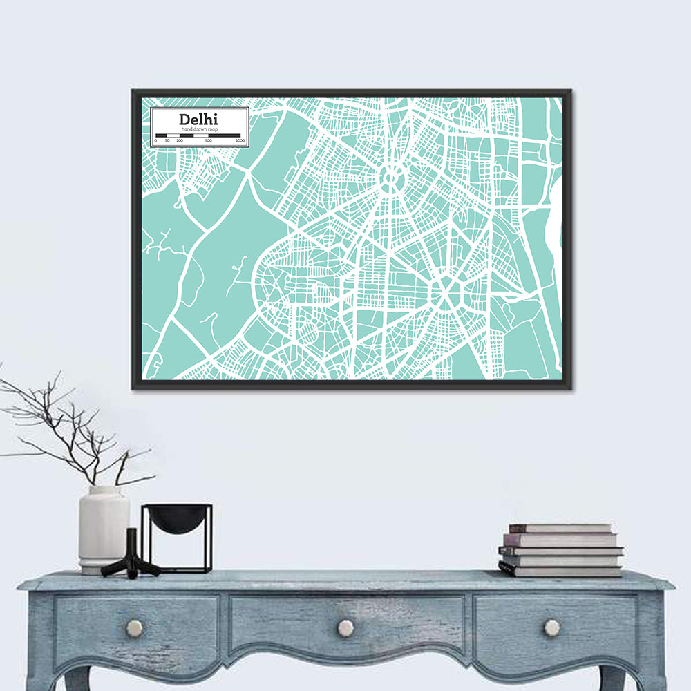Delhi City Map Wall Art