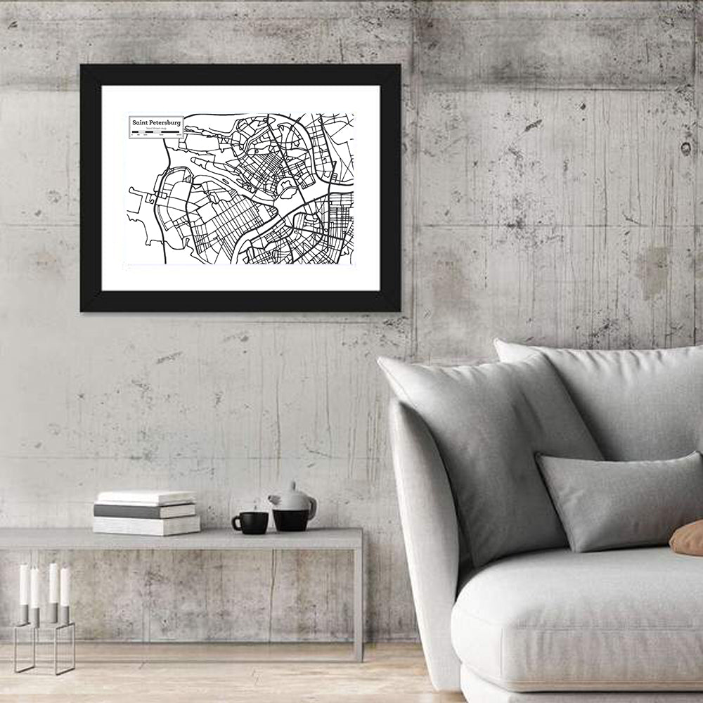 Saint Petersburg City Map Wall Art