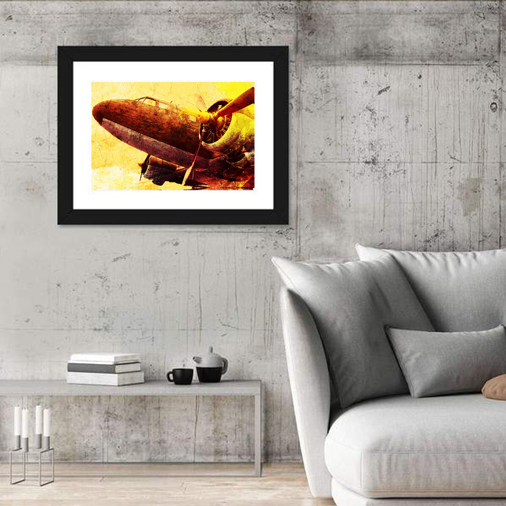 Grunge Old Military Plane Wall Art