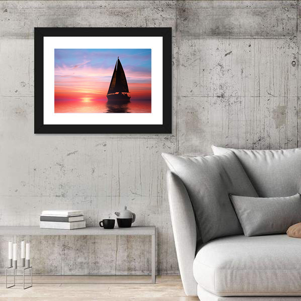 Sailing At Sunset On The Ocean Wall Art