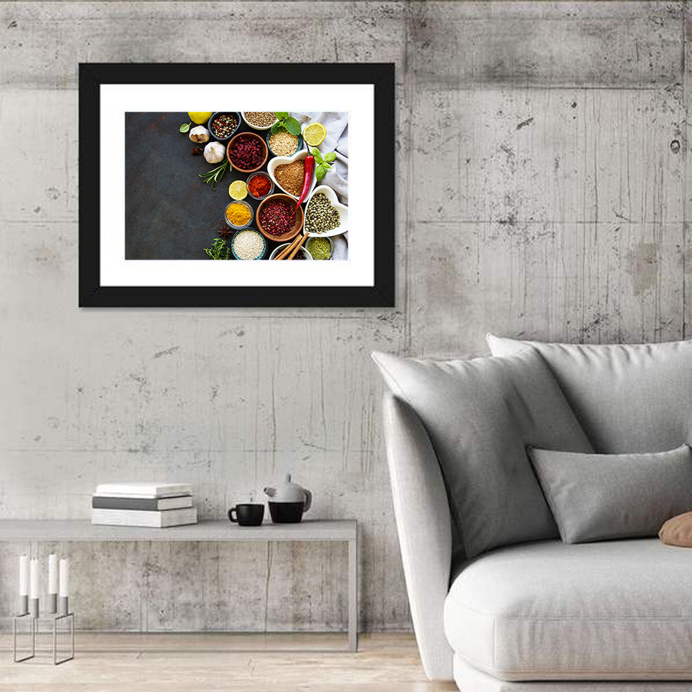 Various Spices In A Bowls Wall Art