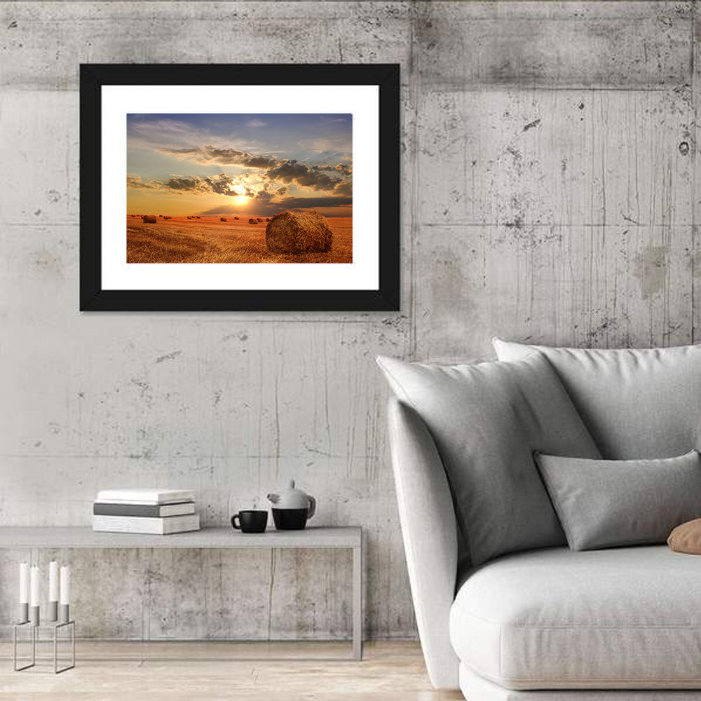 Stubble Field & Hay Bales Wall Art