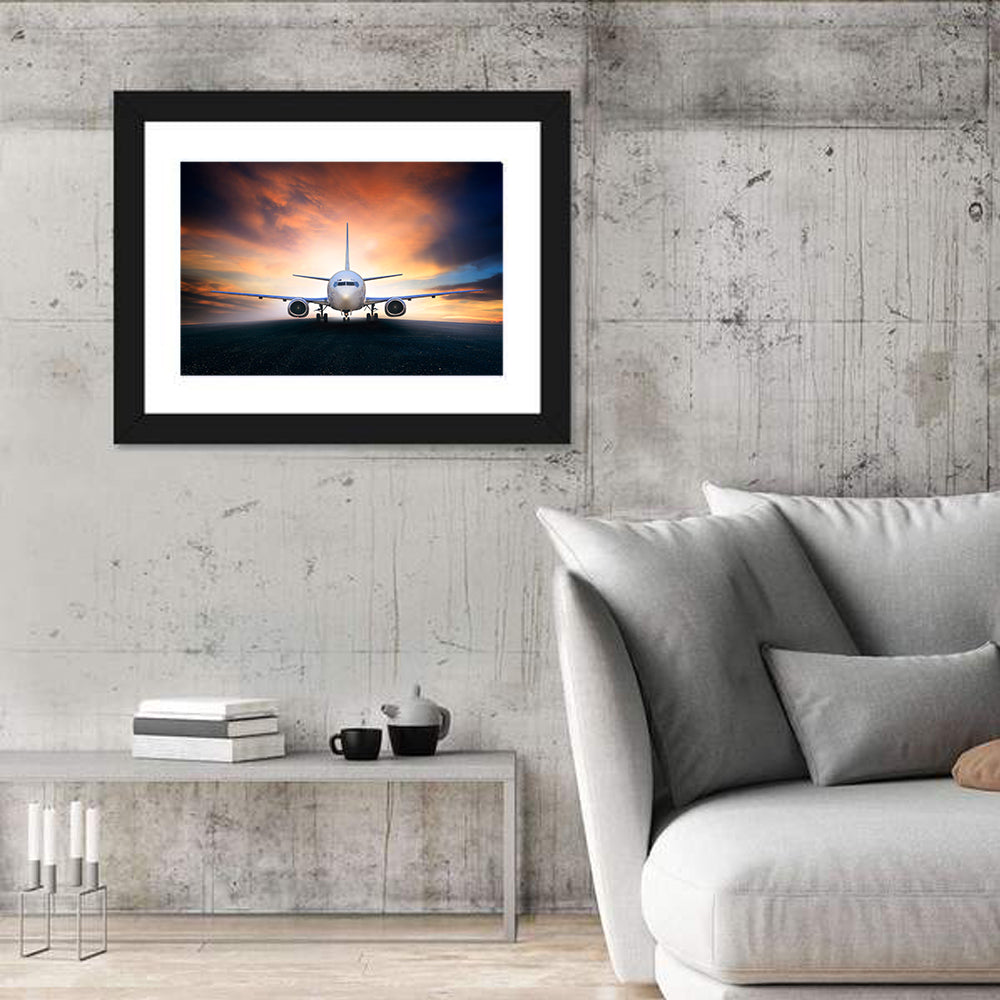 Airplane On Runway Wall Art