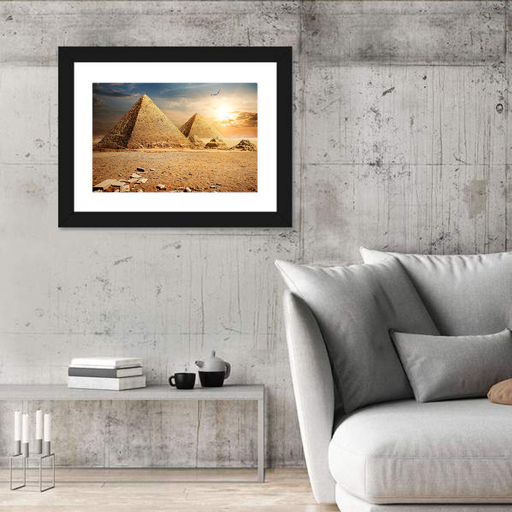 Pyramids At The Sunset Wall Art