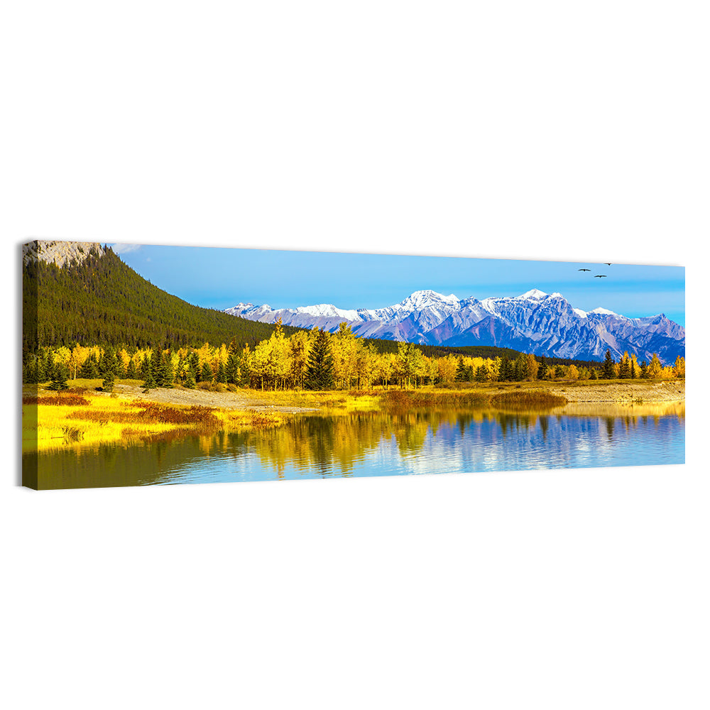 Abraham Lake Reflections Wall Art, canvas print, panoramic