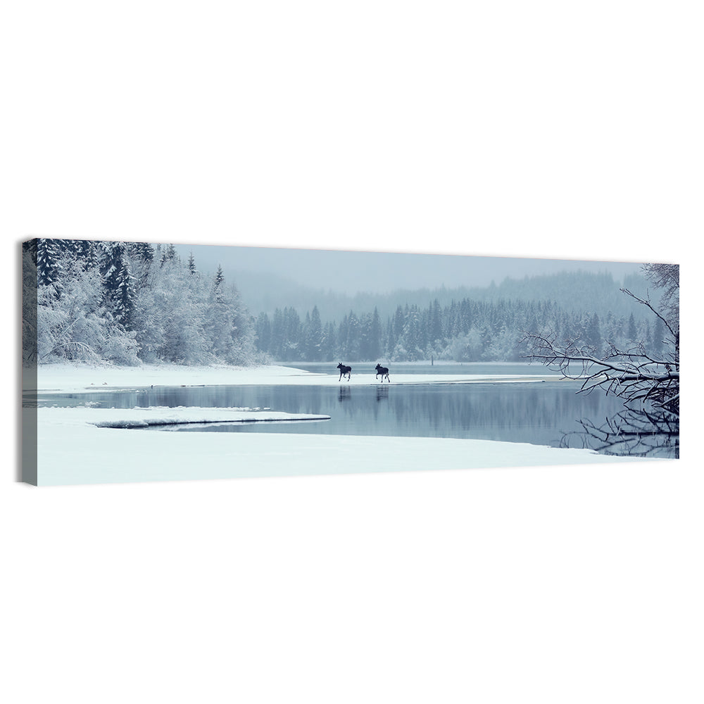 Foggy Lake Selbu Wall Art, canvas print, panoramic