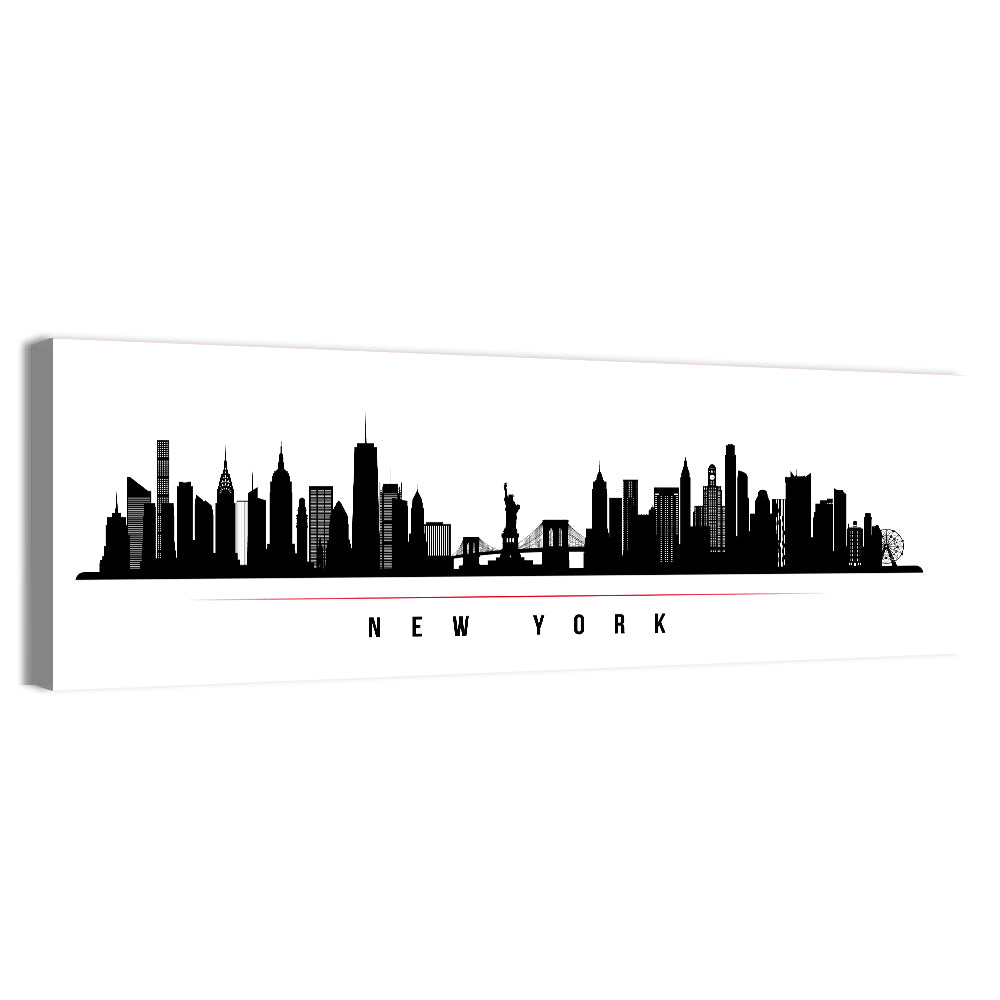 New York Skyline Silhouette Wall Art, canvas print, panoramic
