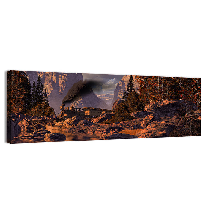Old West Steam Locomotive Wall Art as a canvas print