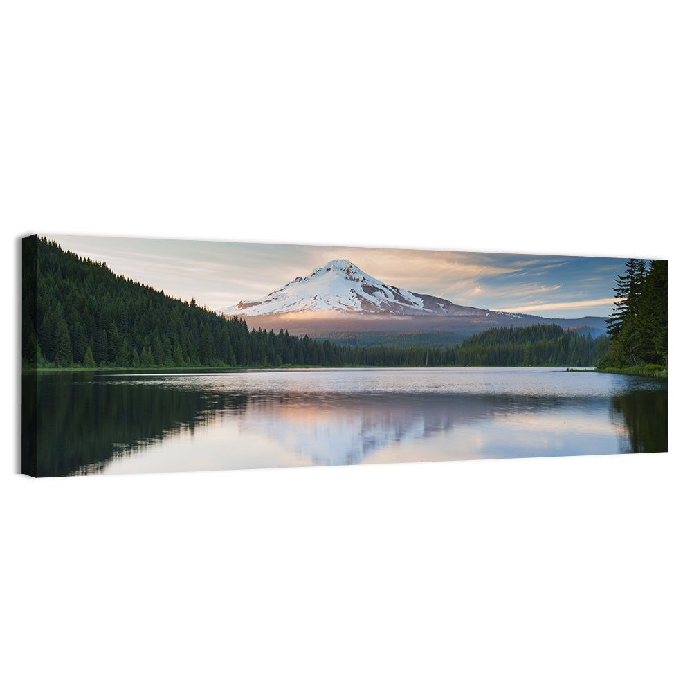 Mount Hood Over Trillium Lake Wall Art, canvas print, panoramic