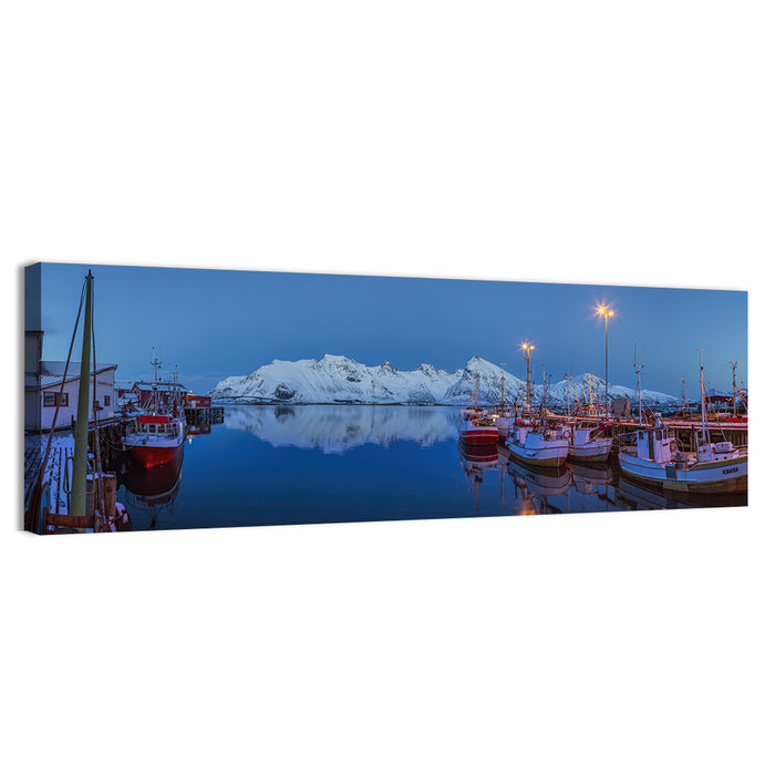 Lofoten Harbor at Dusk Wall Art as a canvas print
